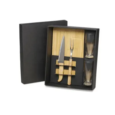 Kit Churrasco Com Copos de Vidro Personalizado