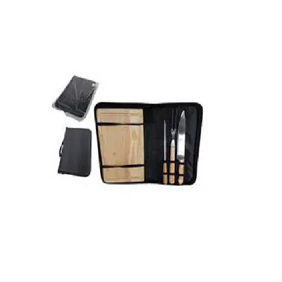 Kit Churrasco Com Tabua Chaira Faca e Garfo
