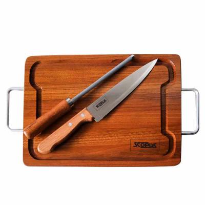 Kit churrasco com tábua, faca Tramontina 7