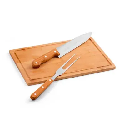 Kit Churrasco de Aco Inox e Bambu