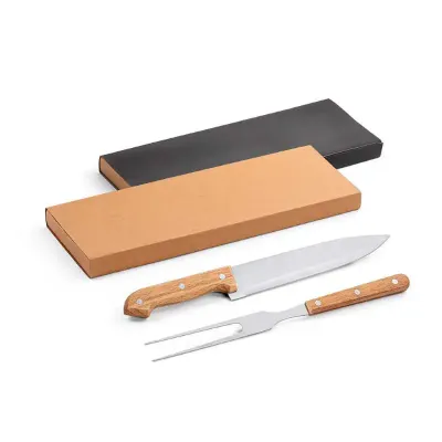 Kit churrasco em Aço inox e bambu com 2 peças