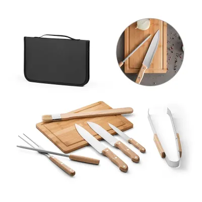 Kit Churrasco em Estojo de pu e 210d Com Tabua