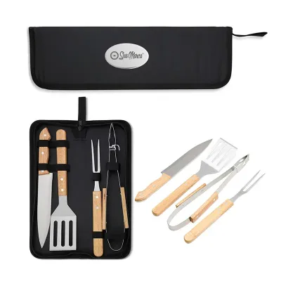 Kit Churrasco Personalizado Com Estojo 4 Pecas