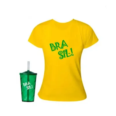 Kit com camiseta e copo