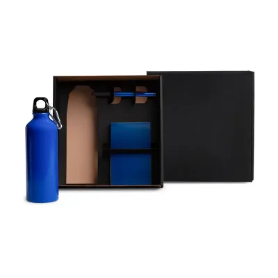 Kit Com Squeeze, Caneta E Bloco Para Anotações - Azul