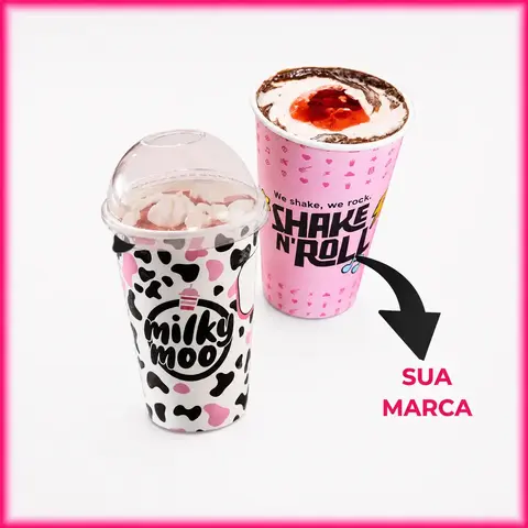 Kit Copo com tampa Bolha p/ Milk Shake Personalizado 500ml - 500 und