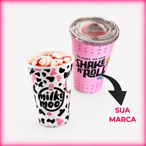 Kit Copo com Tampa para Milkshake Personalizado 300ml - 1000 unidades