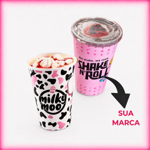Kit Copo com Tampa para Milkshake Personalizado 500ml - 1000 unidades