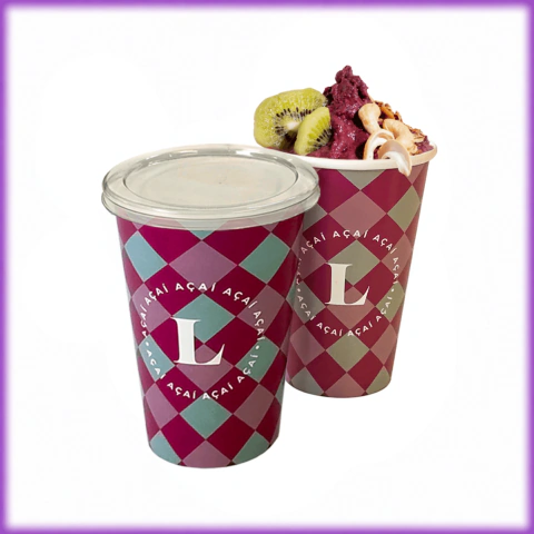 Kit Copo para Açai Personalizado com Tampa Delivery 300ml - 500 unidades