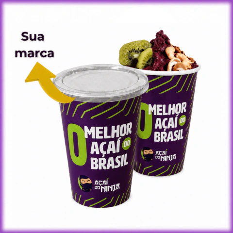 Kit Copo para Açai Personalizado com Tampa Delivery 500ml - 500 unidades