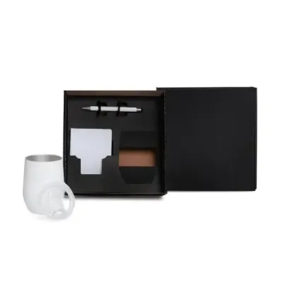 Kit Copo Termico e Acessorios Branco 3 Pcs