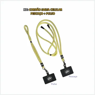 Kit Cordao Salva Celular Pescoco e Punho