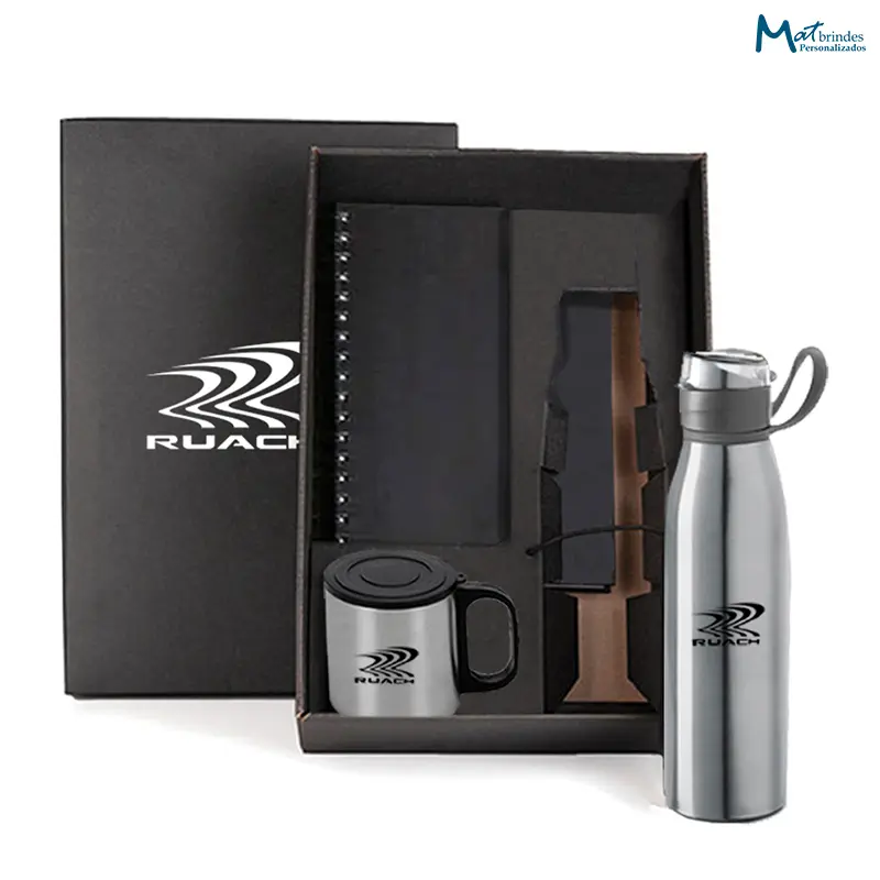 Kit Corporativo com Caneca Inox Personalizada