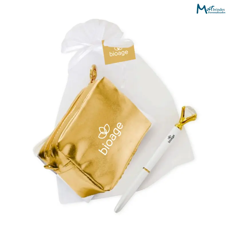 Kit Corporativo Personalizado com Bolsa Metalizada