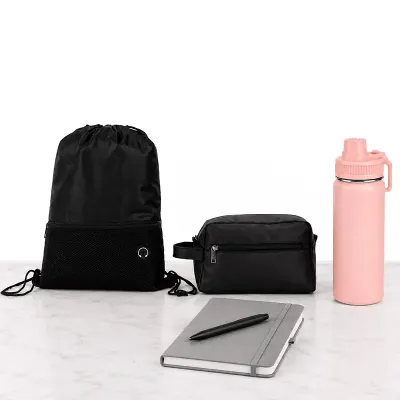 Kit Corporativo Sustentável: Garrafa, Necessaire, Mochila, Caderno e Caneta