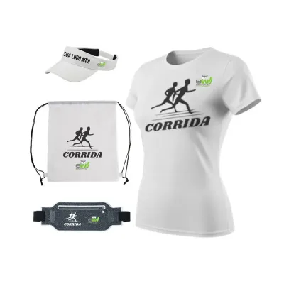 Kit Corrida Feminino Babylook Uv50 Pochete e Acessorios
