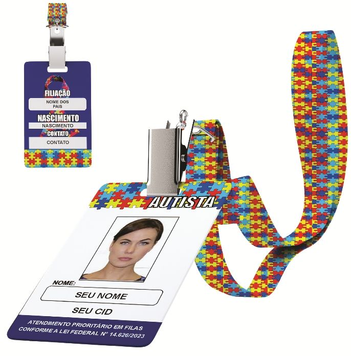 Kit Crachá Autismo com Cordão e Capinha