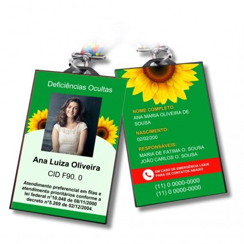 Kit Crachá Deficiências Ocultas com cordão e capinha