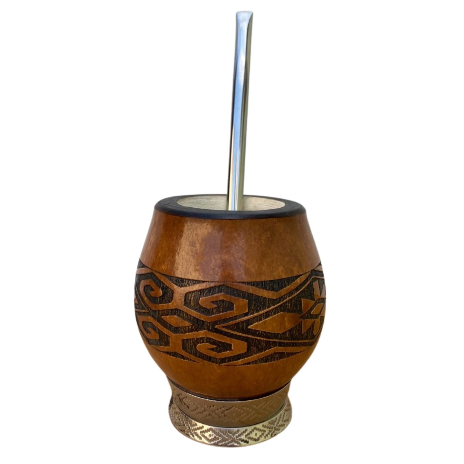 Kit Cuia de Chimarrão Coquinho com Pé Faixa Pampa 13