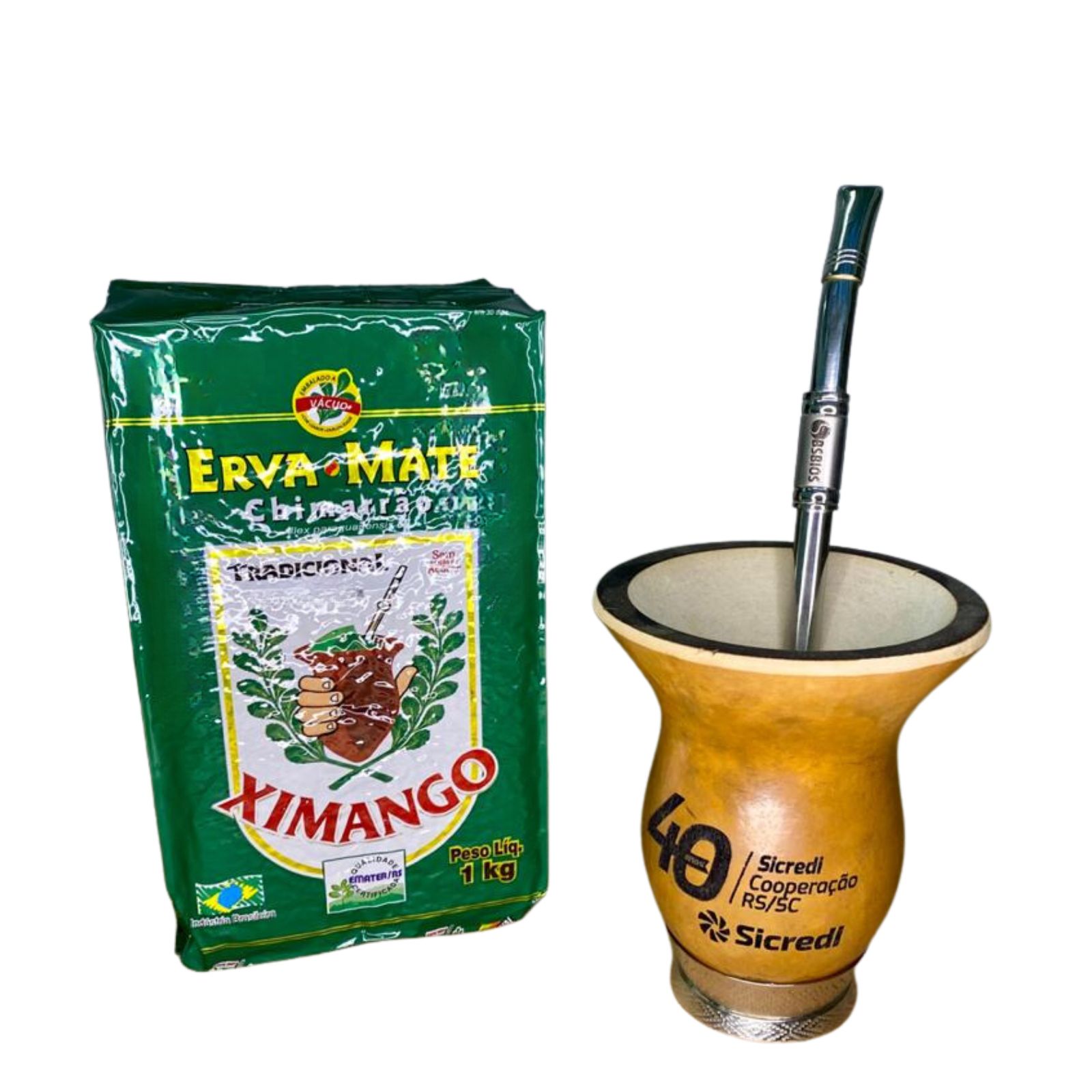 Kit Cuia de Chimarrão Personalizado - Bago de Touro com Pé