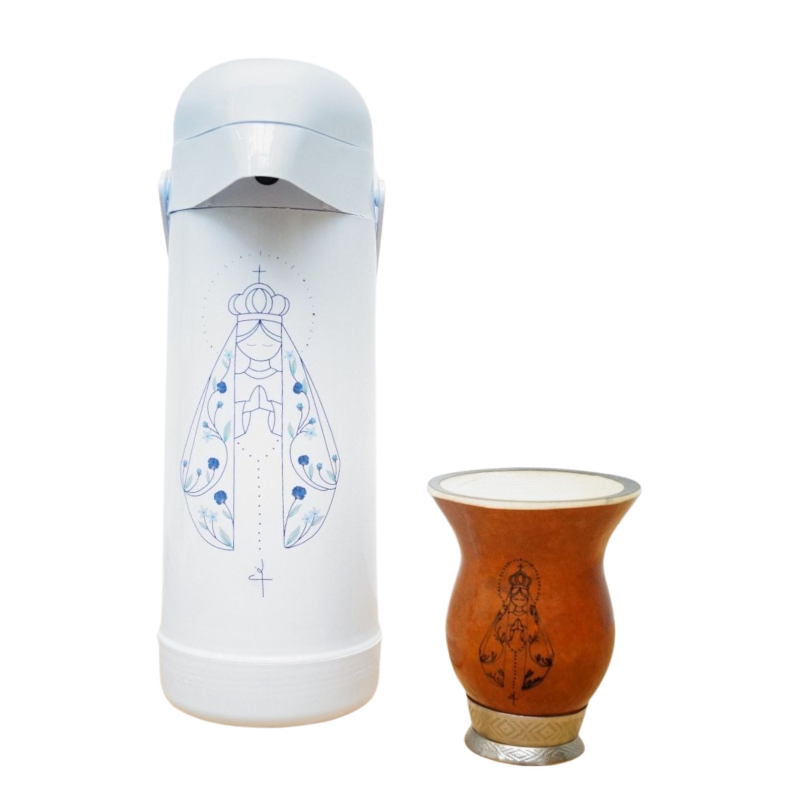 Kit de Chimarrão Garrafa Térmica e Cuia - Nossa Senhora Aparecida