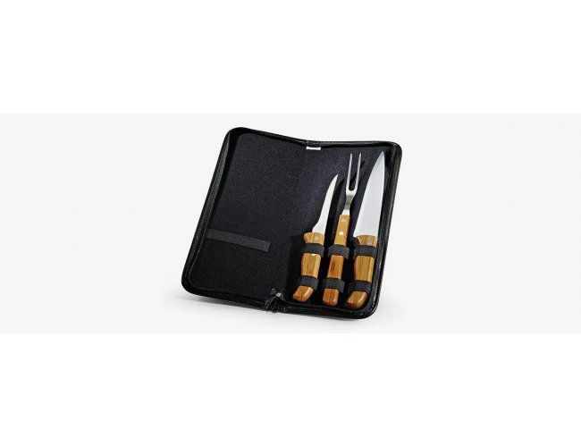 Kit De Facas Inox/Bambu Com Estojo Frankfurt- 4 Pçs