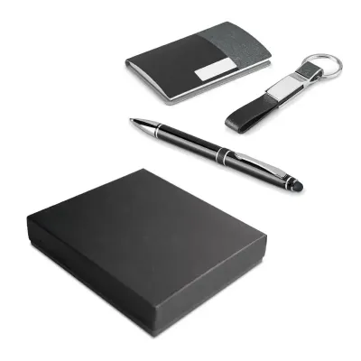 Kit de Porta Cartoes Chaveiro e Esferografica