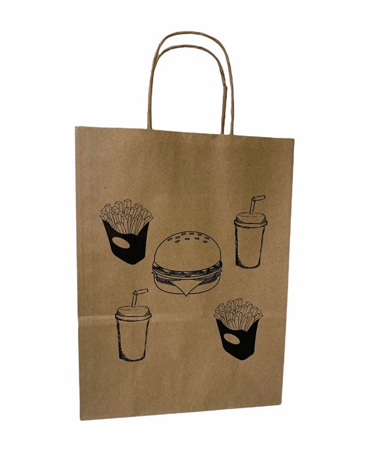Kit de Sacolas de Papel Burger - Kraft Cor Parda - Tamanho XM - 200 Unidades