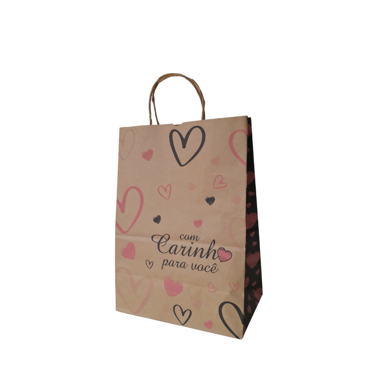Kit de Sacolas de Papel dia das Mães - Kraft Cor Parda - Tamanho XM - 100 Unidades