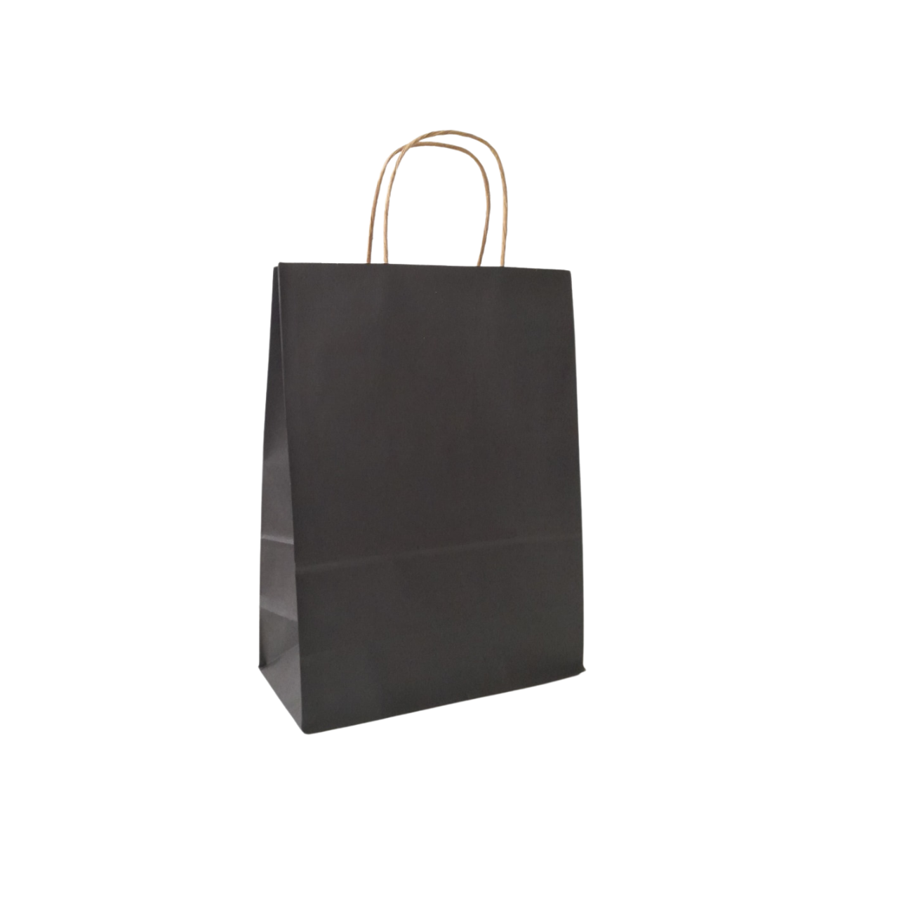 Kit de Sacolas de Papel - Kraft Cor Preta Com Alça Parda - Tamanho M - 100 Unidades