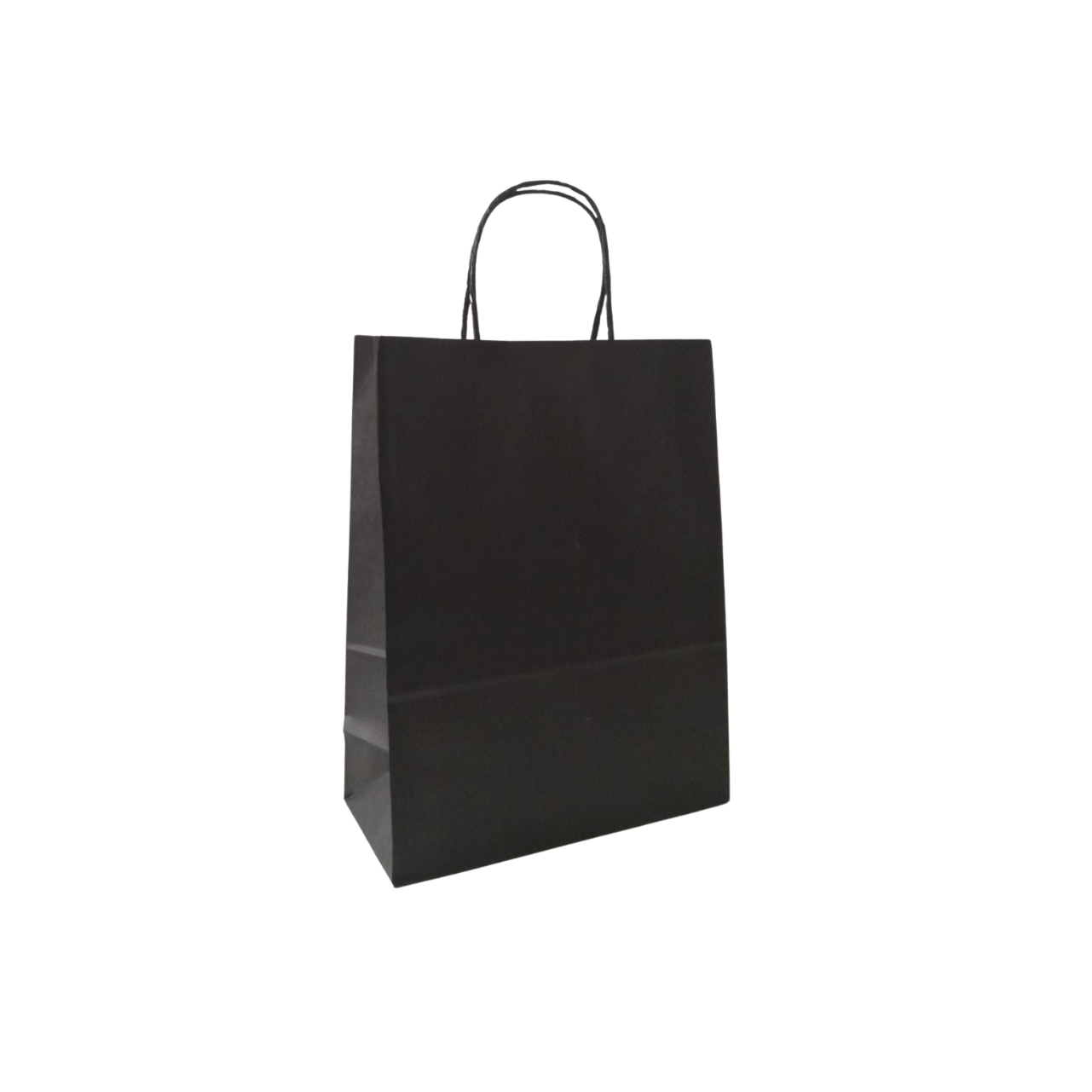 Kit de Sacolas de Papel - Kraft Cor Preta Com Alça Preta - Tamanho M - 100 Unidades