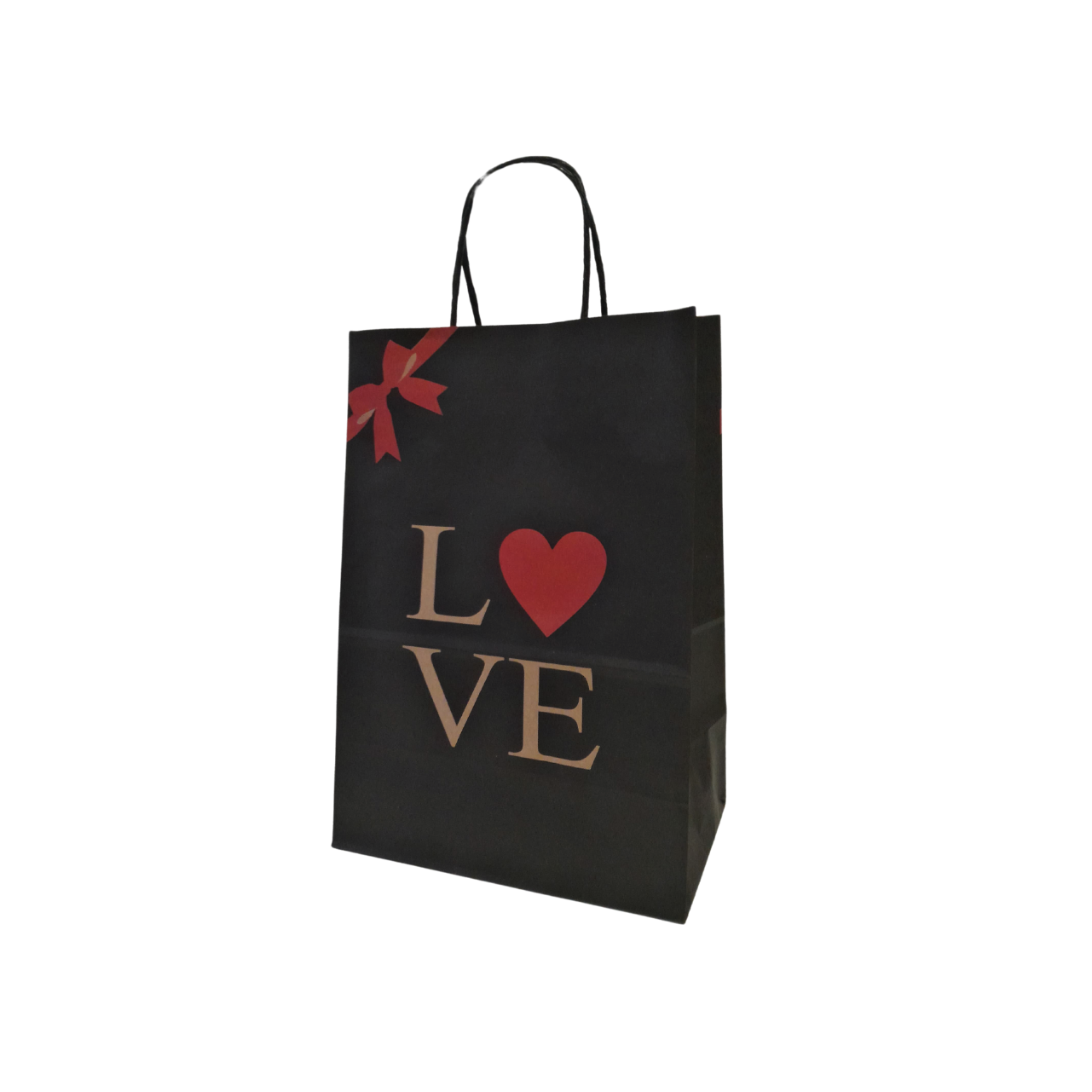 Kit de Sacolas de Papel Love - Kraft Cor Preta - Tamanho XM - 100 Unidades