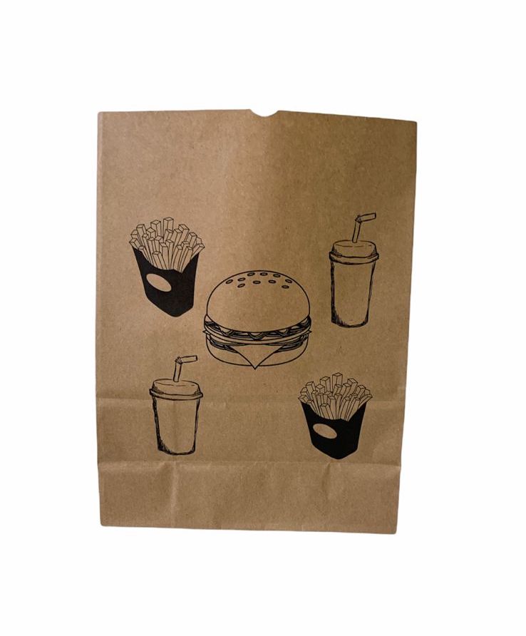 Kit de Sacos de Papel Burger - Kraft Cor Parda - Tamanho M - 200 Unidades