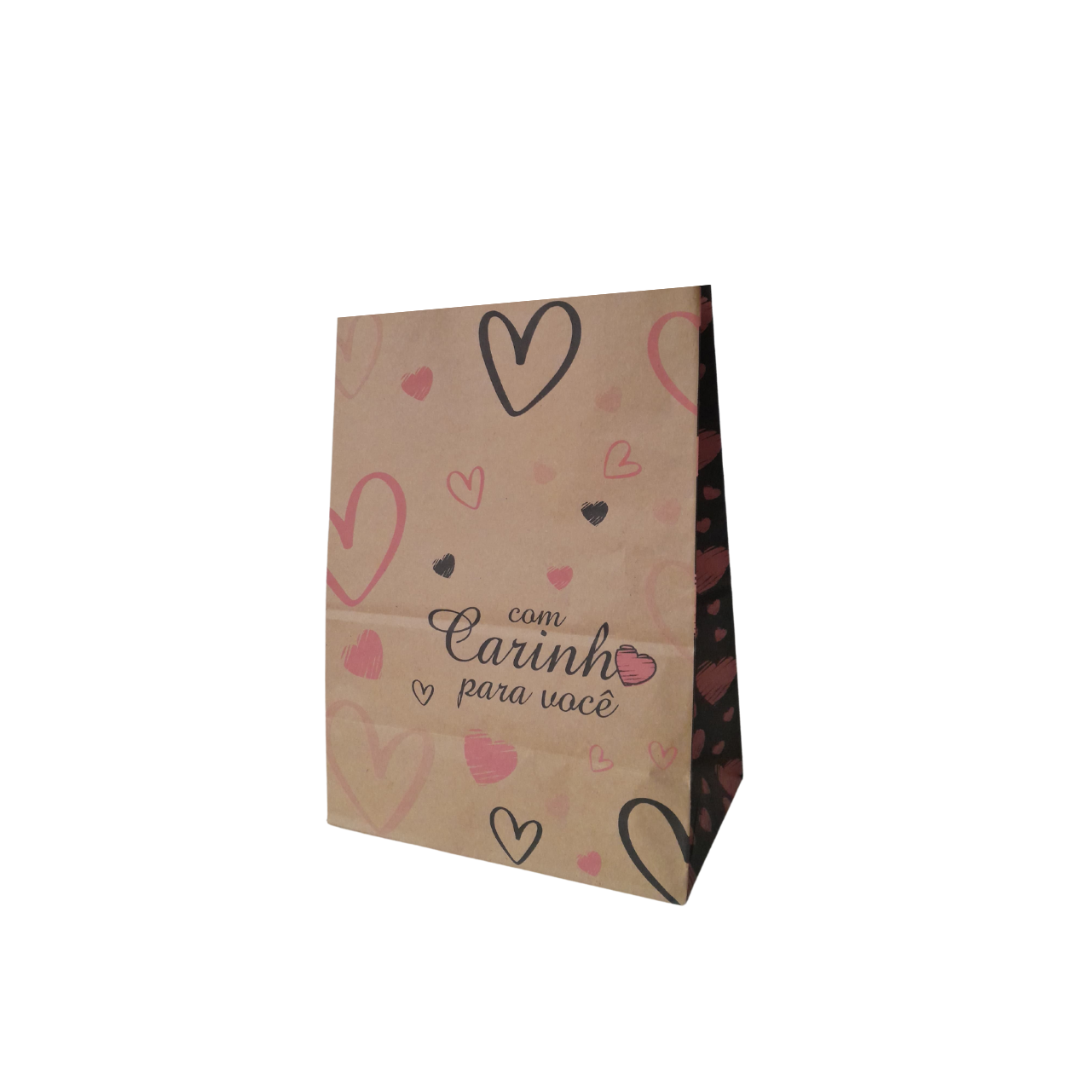 Kit de Sacos de Papel Dia das Mães - Kraft Cor Parda - Tamanho Xm - 100 Unidade