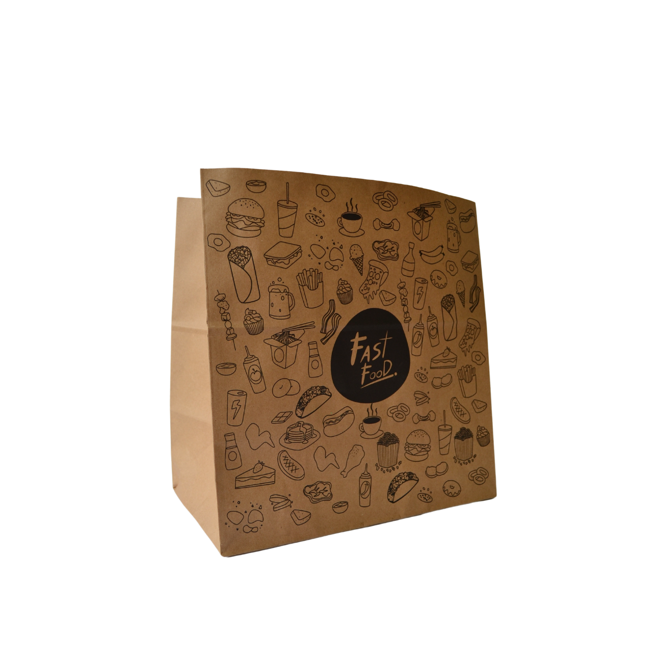 Kit de Sacos de Papel Fast Food - Kraft Cor Parda - Tamanho G - 100 Unidades