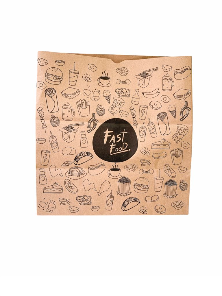 Kit de Sacos de Papel Fast Food - Kraft Cor Parda - Tamanho XG - 100 Unidades