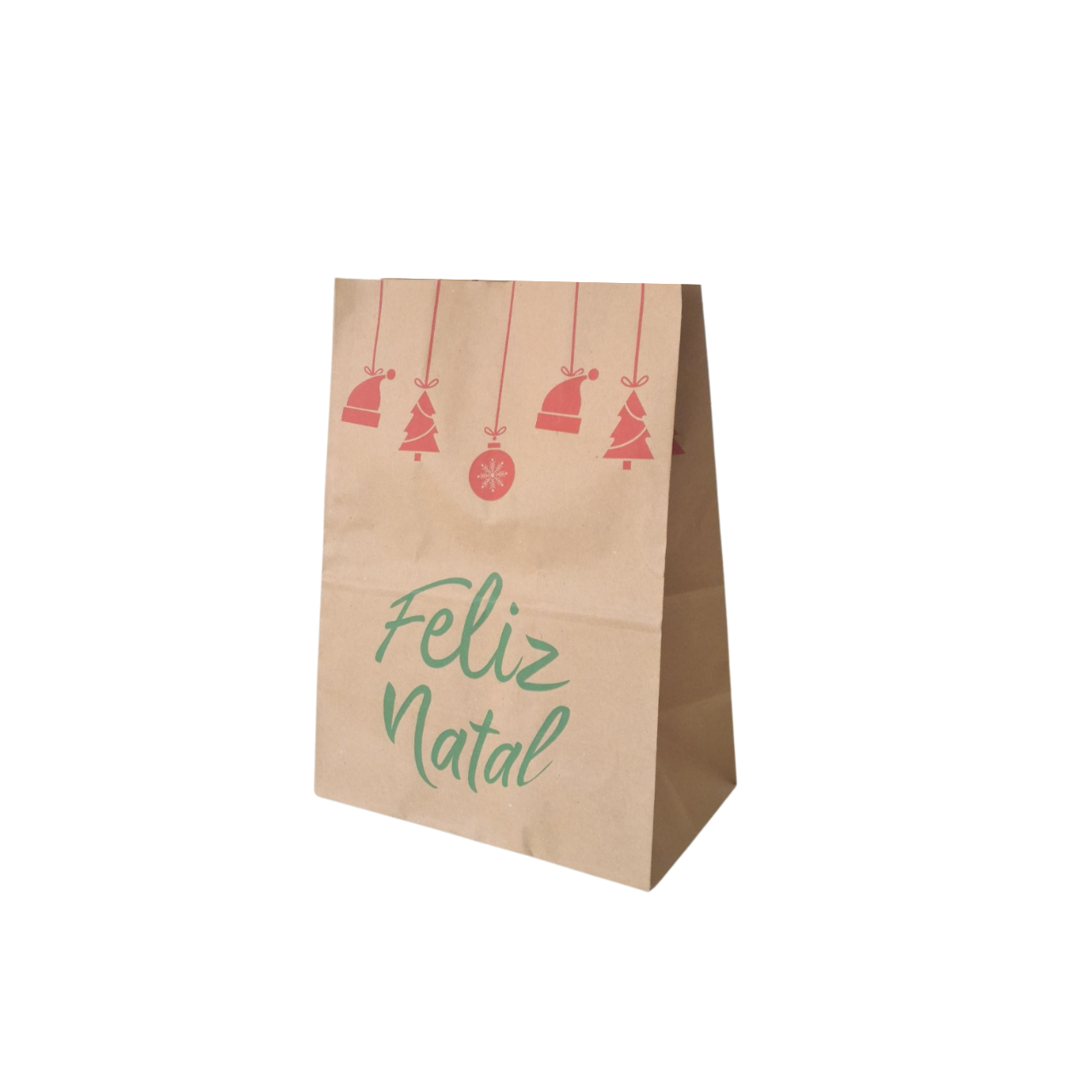 Kit de Sacos de Papel Natal - Kraft Cor Parda - Tamanho Xm - 100 Unidade