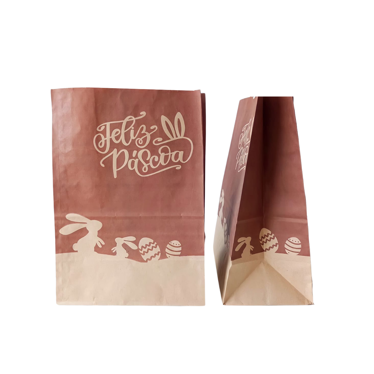 Kit de Sacos de Papel Páscoa - Kraft Cor Parda - Tamanho XM - 100 Unidades
