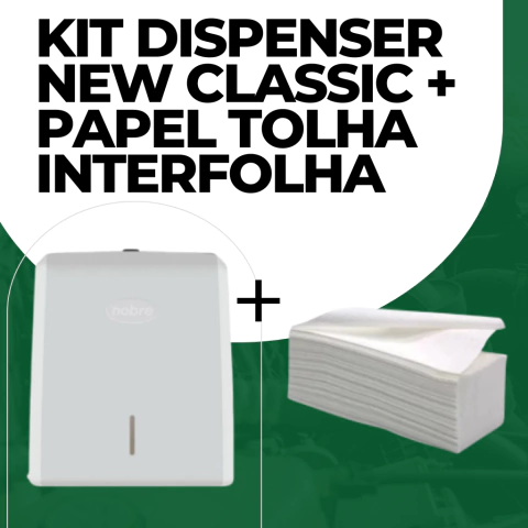 Kit Dispenser Toalheiro New Classic + Papel Toalha Interfolha 15gms