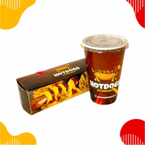 Kit Embalagem para Hot Dog com Copo Personalizado Delivery