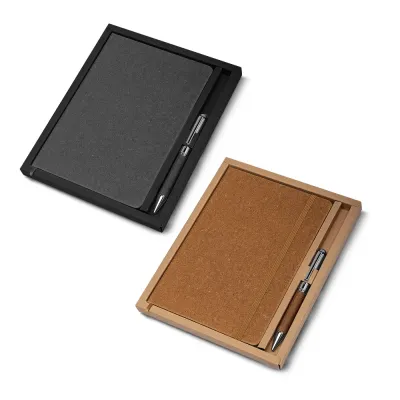 Kit Escritorio a5 Capa em Couro Reciclado e Caneta Metalica