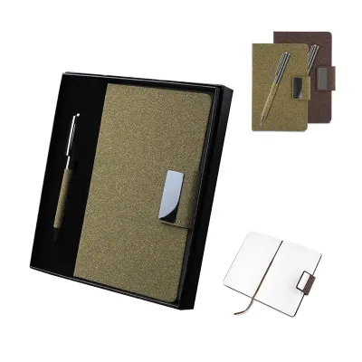 Kit Escritorio Caderno a5 e Caneta Metalica