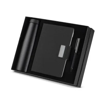 Kit Escritorio Caderno Garrafa e Caneta Metal