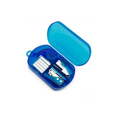 Kit Escritorio Personalizado Com 4 Pecas 1 Mini Grampeador 1 Mini Furador Grampos e Fita Adesiva