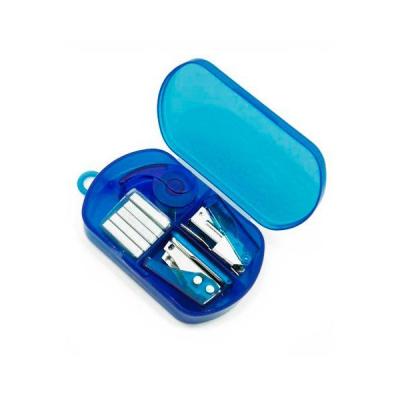 Kit Escritorio Personalizado Com 4 Pecas 1 Mini Grampeador 1 Mini Furador Grampos e Fita Adesiva