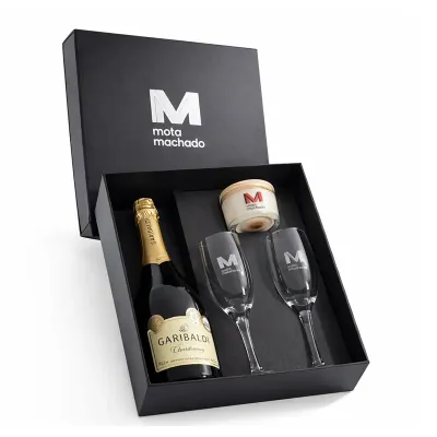 Kit Espumante Personalizado e Tacas de Vidro