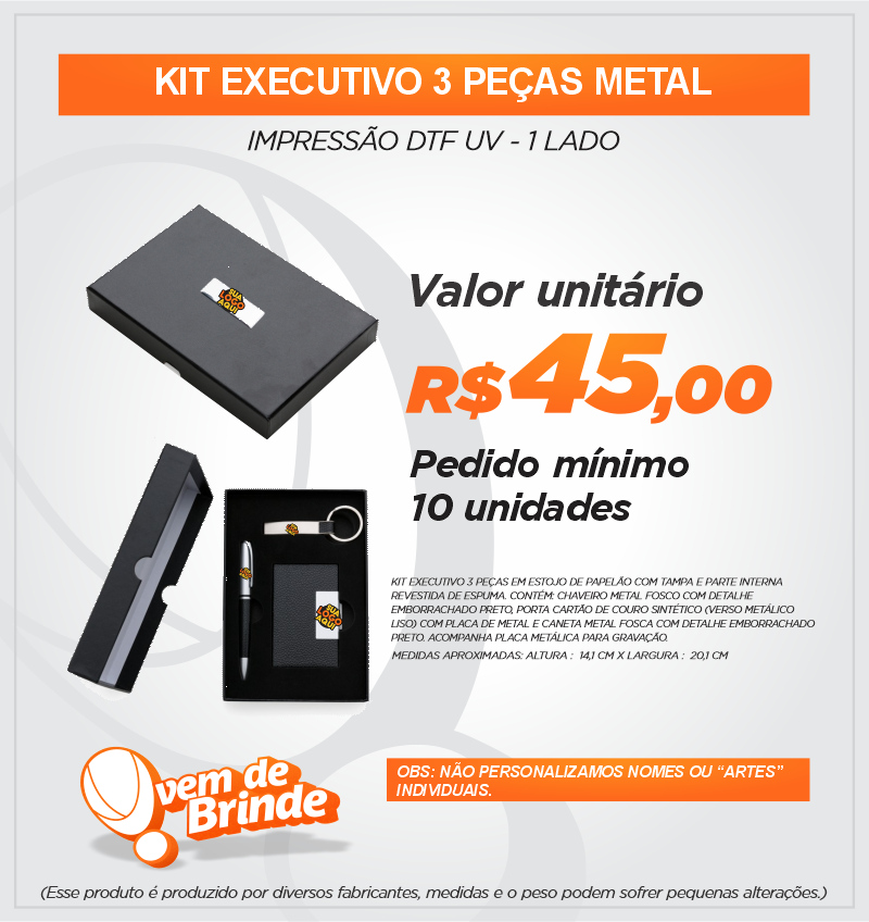 Kit Executivo 3 Peças Metal