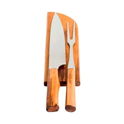 Kit Faca 9 e Garfo Para Churrasco
