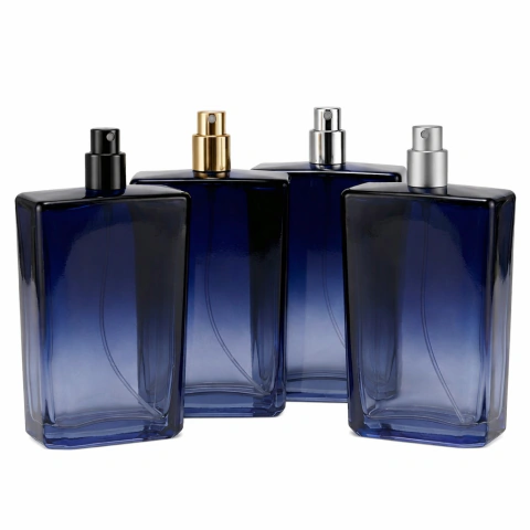 Kit Frasco Vidro Roma Retangular Azul Para Perfume 100ml Recrave Com Valvula Spray Luxo Varias Cores