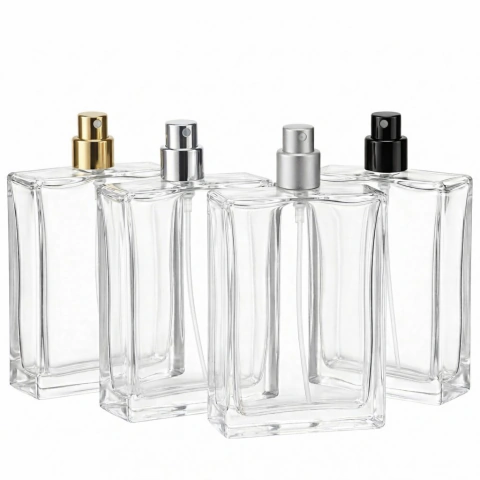 Kit Frasco Vidro Roma Retangular Cristal Para Perfume 100ml Recrave Com Valvula Spray Luxo Varias Cores